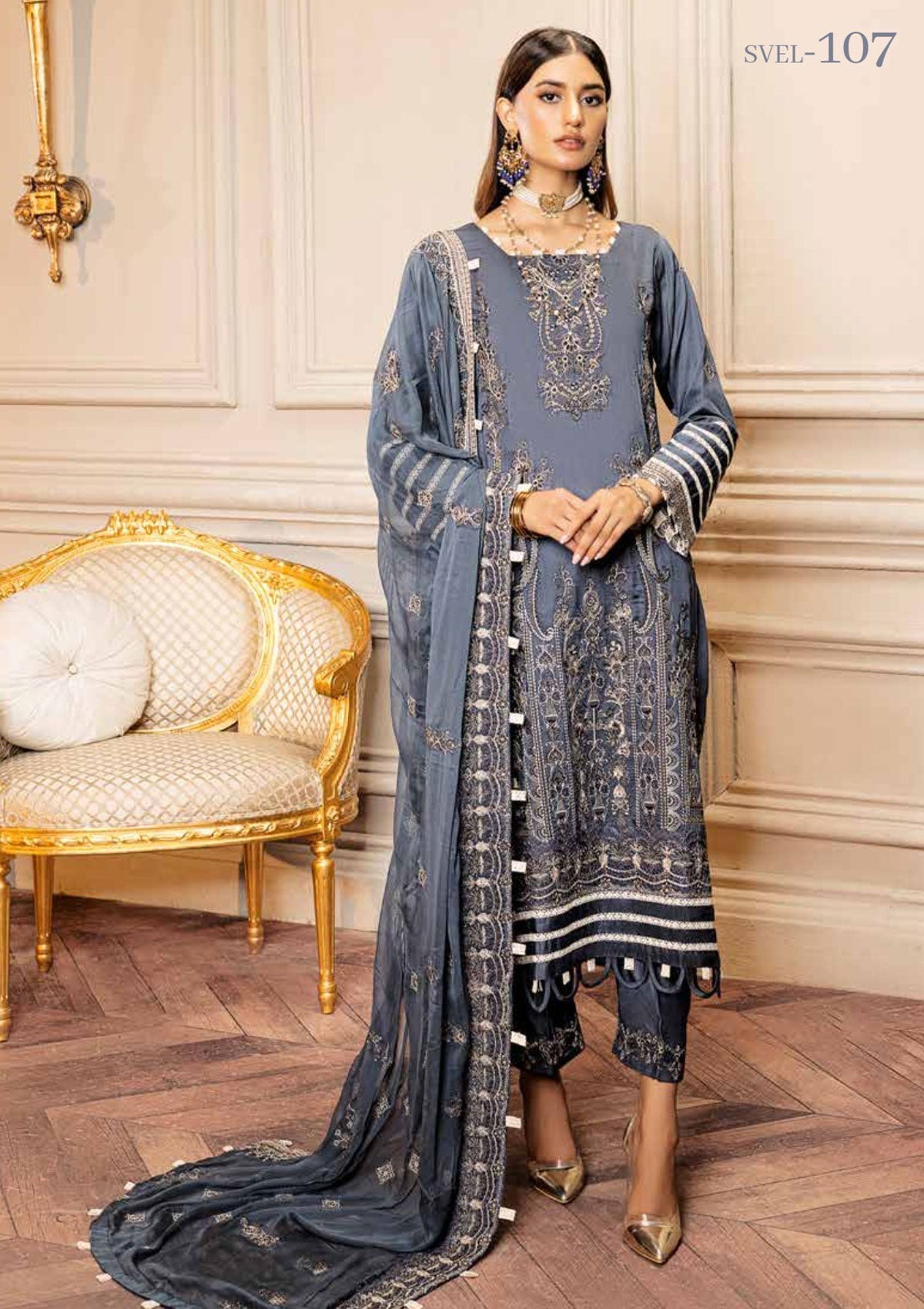 Winter Collection - Shaista - Shamoz Satin - V01 - D#107 available at Saleem Fabrics Traditions