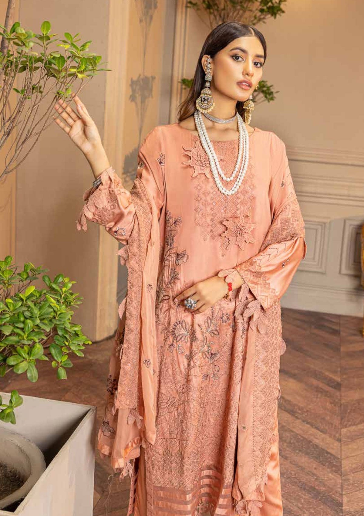 Winter Collection - Shaista - Shamoz Satin - V01 - D#108 available at Saleem Fabrics Traditions