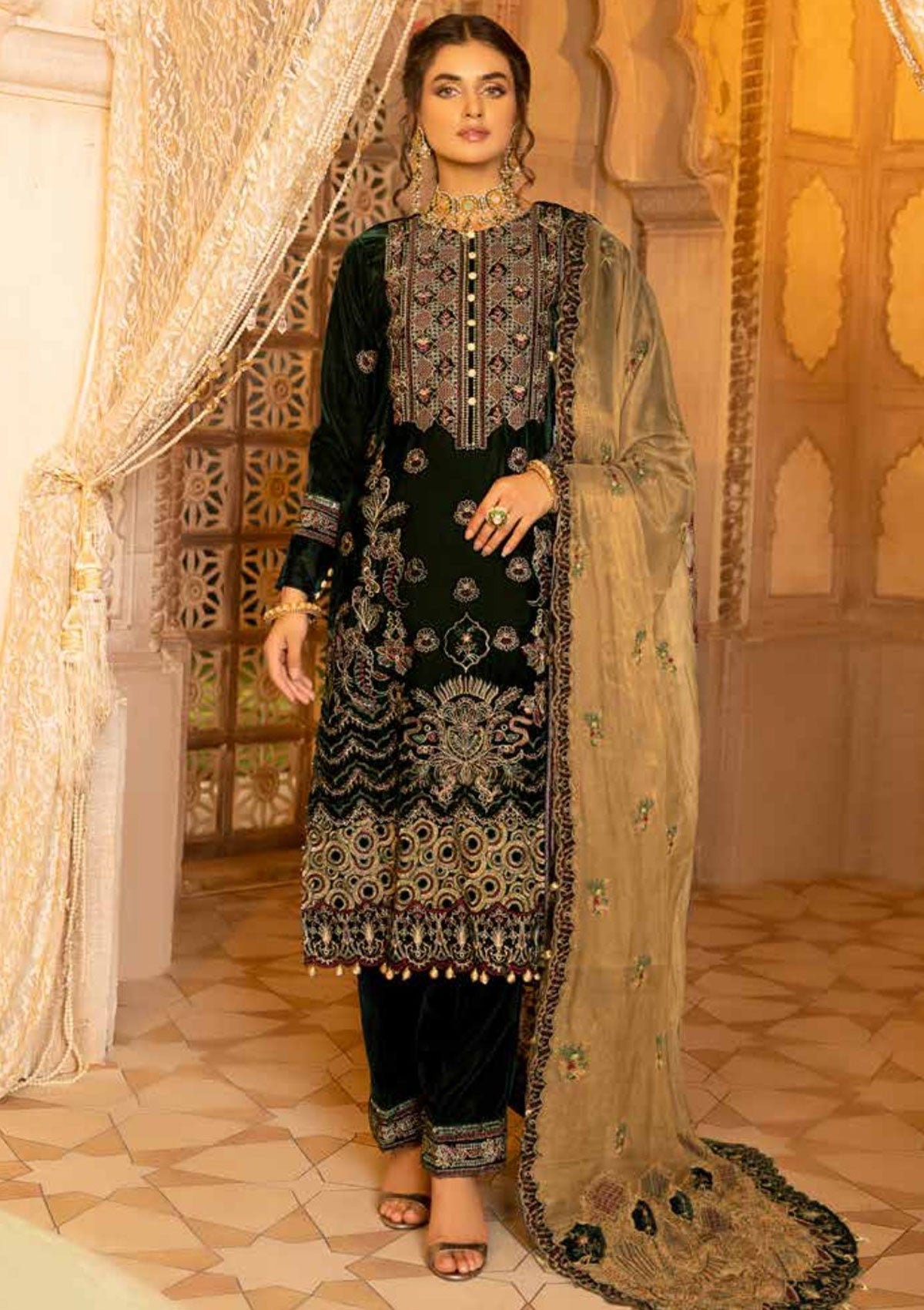Winter Collection - Shaista - Velvet - Emb - SVEC#400 available at Saleem Fabrics Traditions