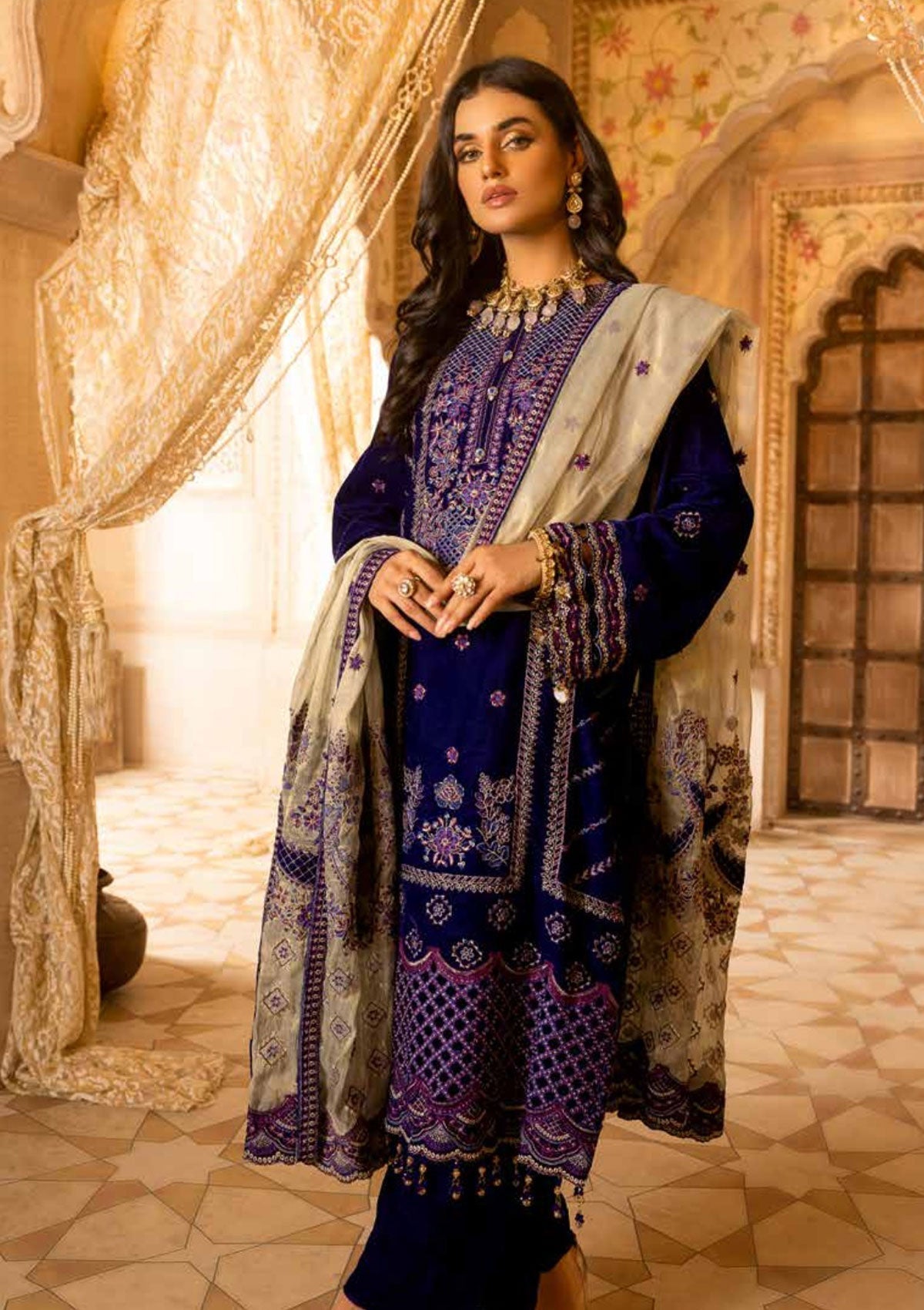 Winter Collection - Shaista - Velvet - Emb - SVEC#408 available at Saleem Fabrics Traditions