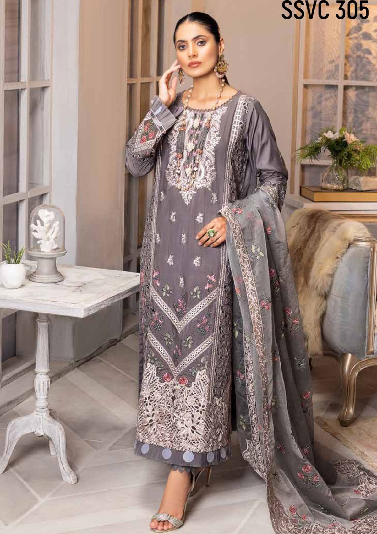 Winter Collection - Shaista - Viscose - V02 - D#305 available at Saleem Fabrics Traditions