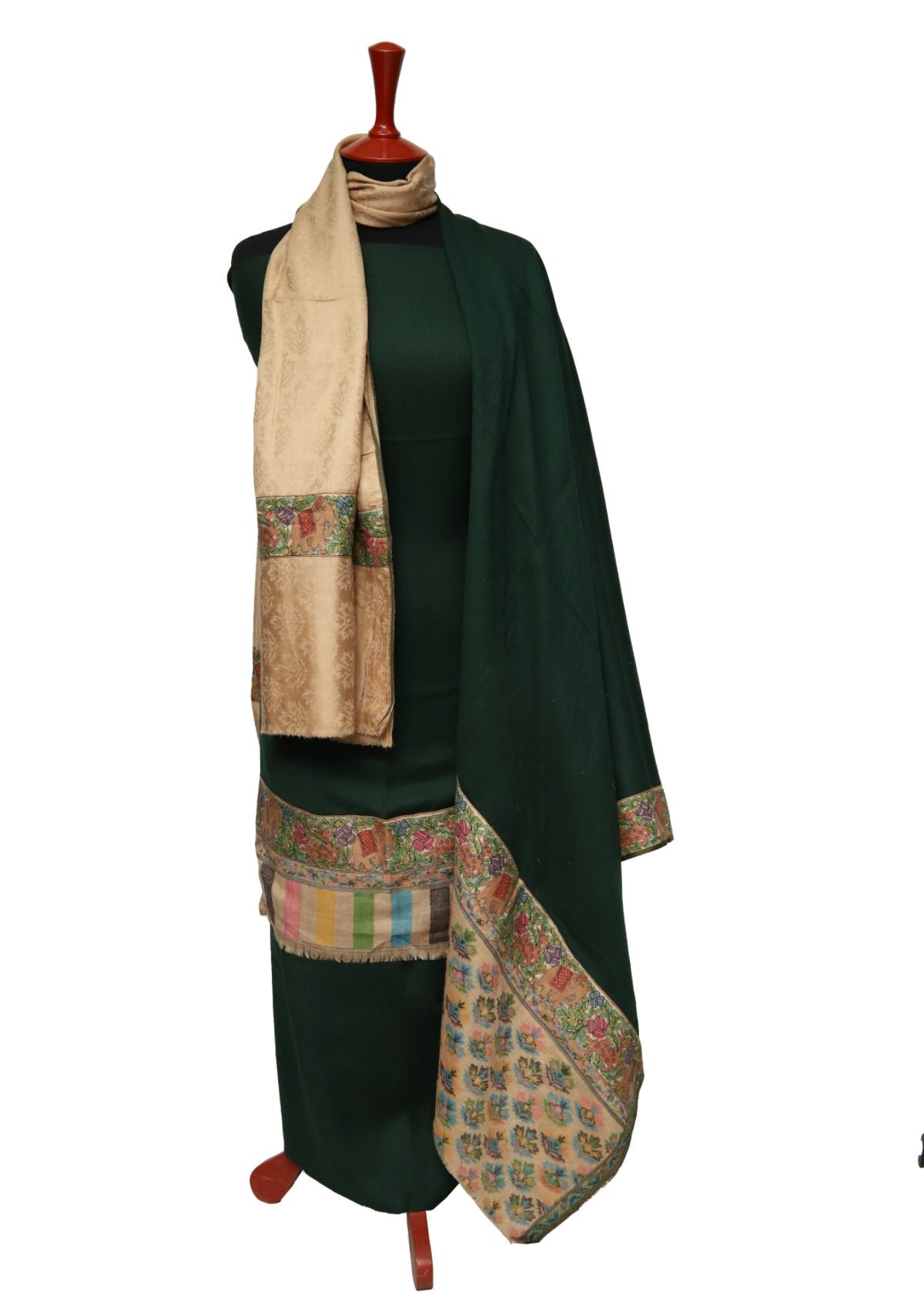 Winter Dress - Pashmina - Patch Work - D Green D#01 by Saleem Fabrics PK