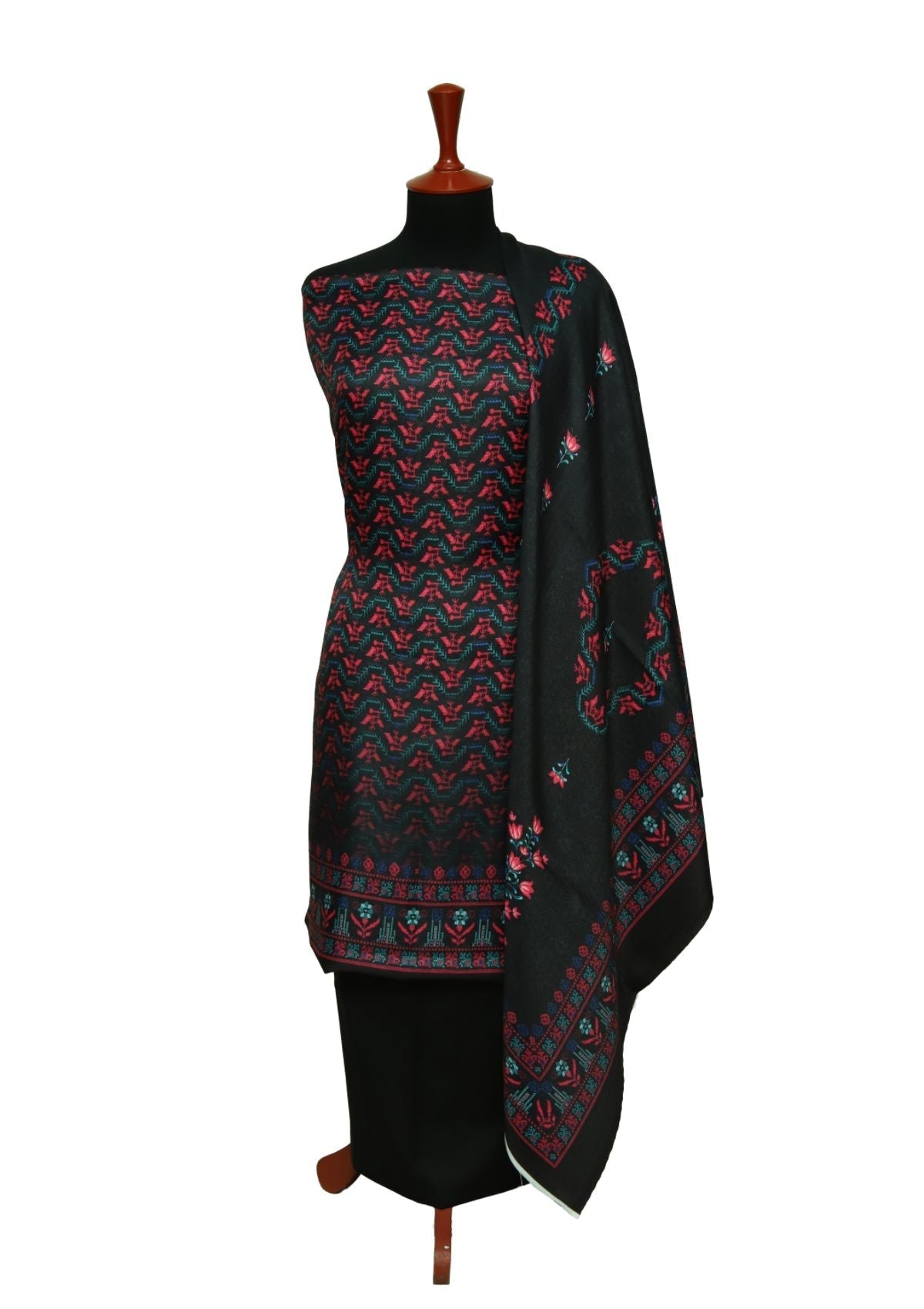 Winter Dress - Rubaaiyat -Pashmina - Printed - Black D#1 by Saleem Fabrics PK