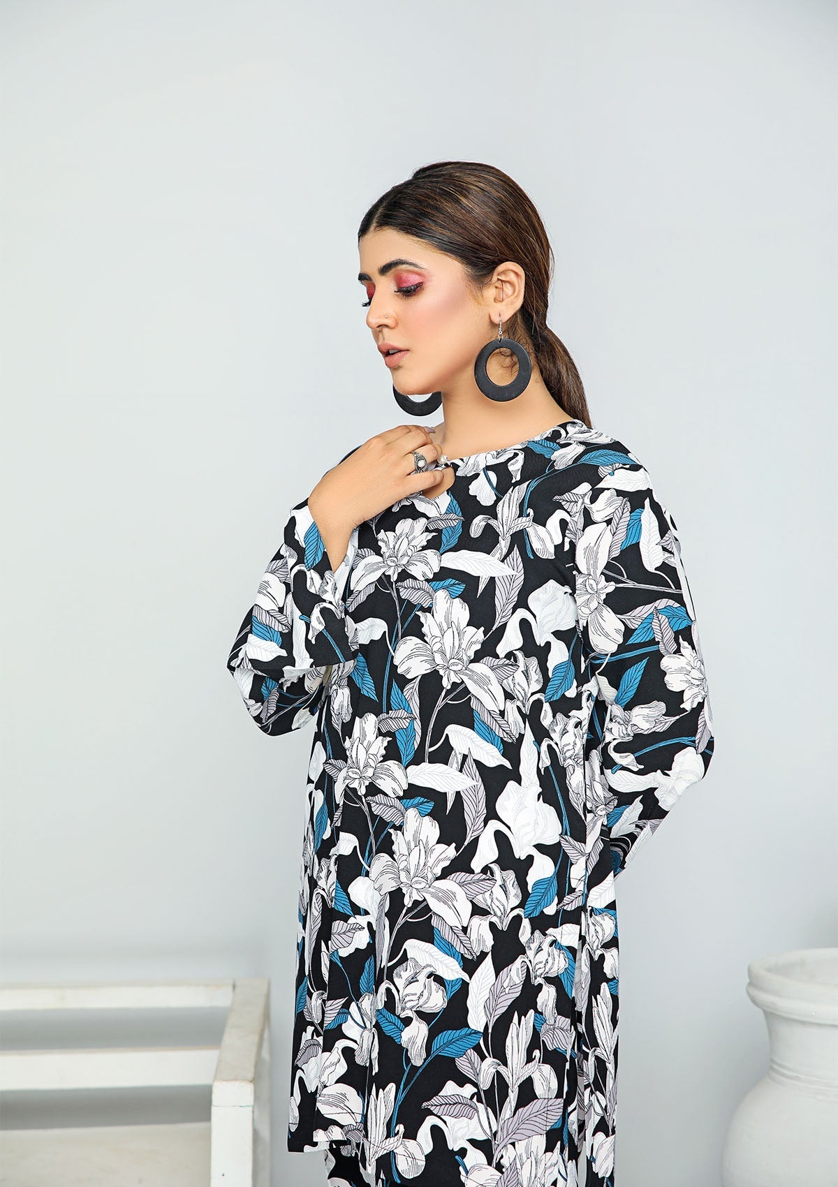 Winter Dress - Rubaaiyat - Printed Marina - 2 Pcs- D#12 available at Saleem Fabrics Traditions