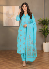 Winter - Riwaj - Pashmina Embroidered Suit - D#184 - Ferozi