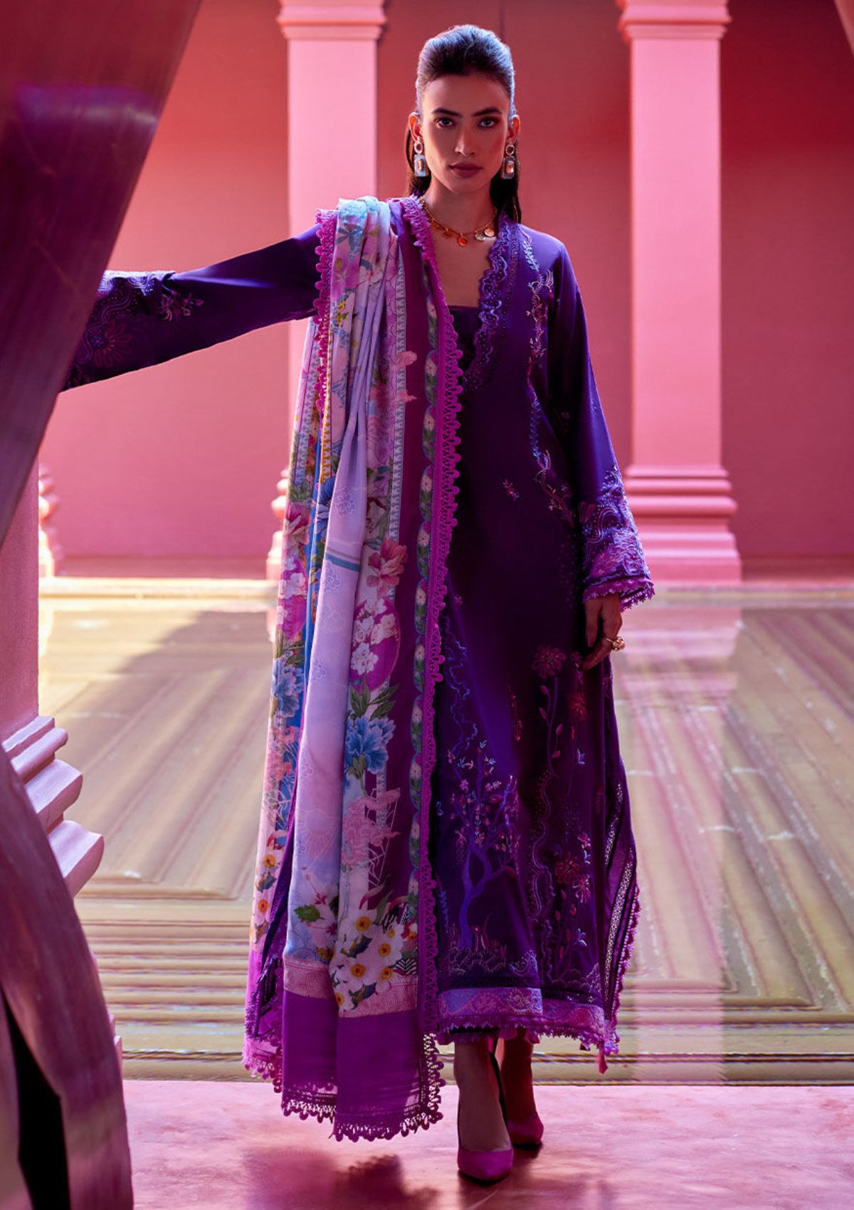 Lawn Collection - Farah Talib Aziz - Suay - Luxury Unstitched '24 - Yuri Purple - FTA#07