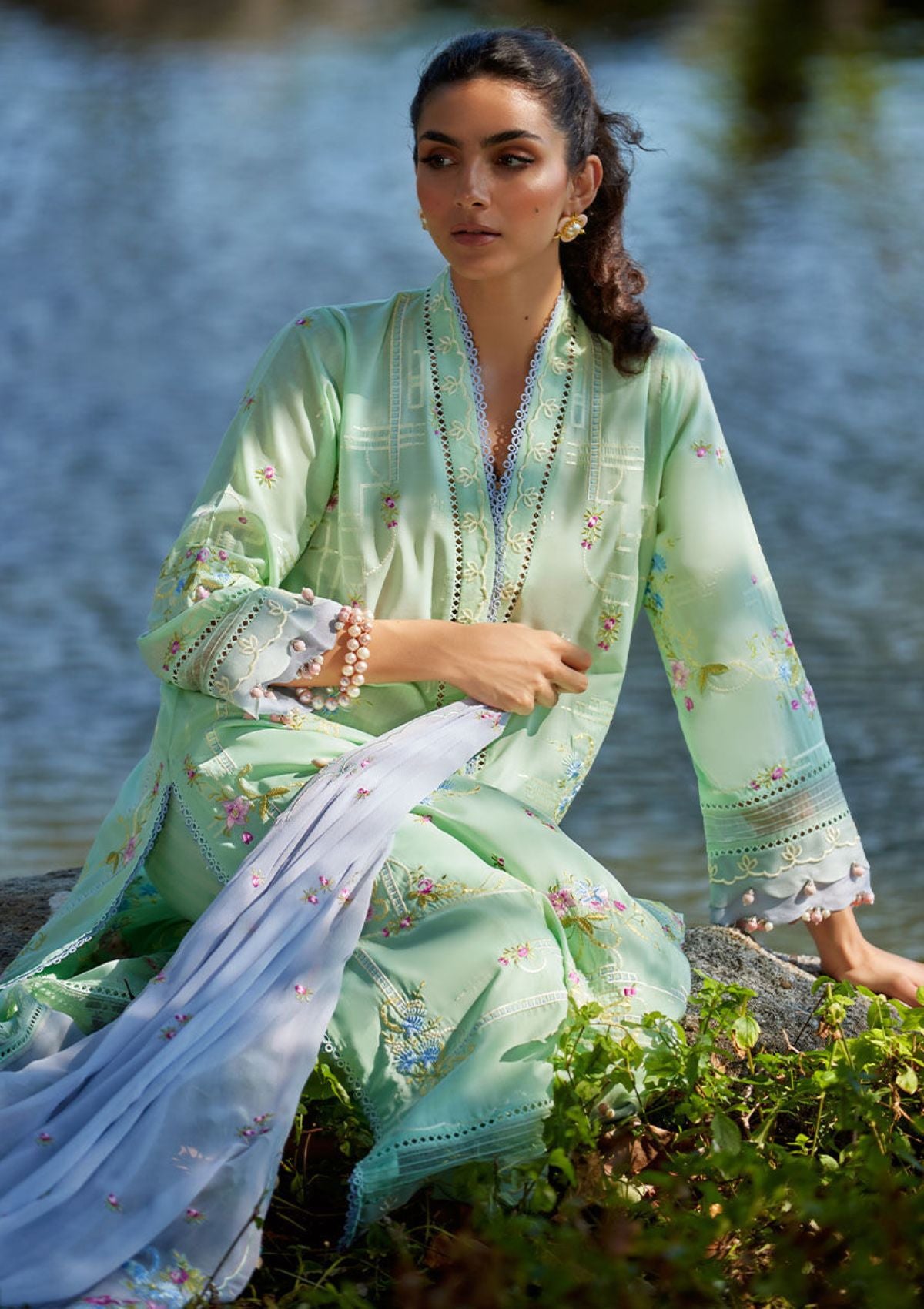 Lawn Collection - Farah Talib Aziz - Suay - Luxury Unstitched '24 - Misora Mint Green - FTA#11