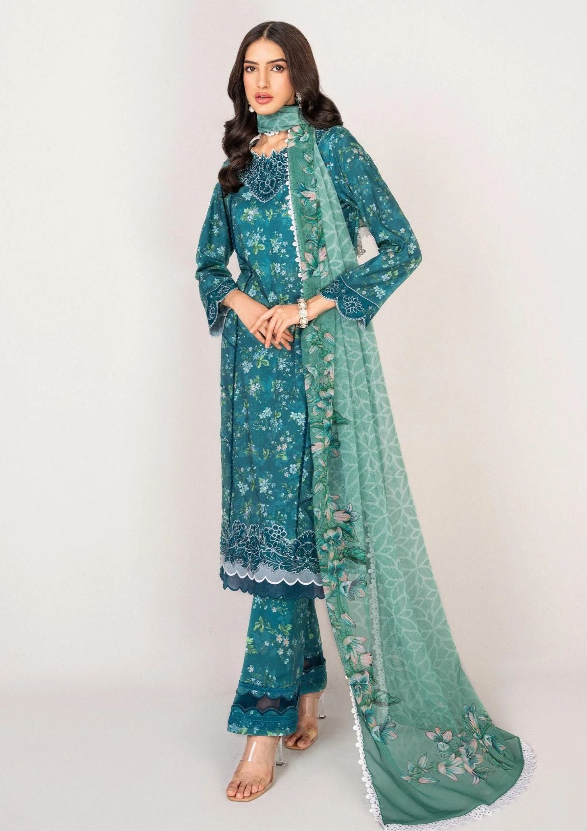 Lawn Collection - Shazme - Serene - SH-06 TEAL BLOOM