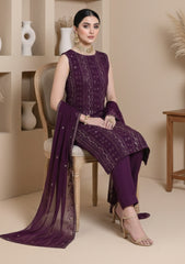Formals - Riwaj - Fancy Bamber Chiffon - 3 Pcs Suit - CBD#735 - Purple