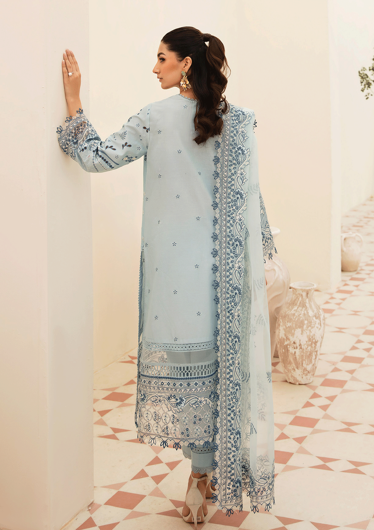 Lawn Collection - Afrozeh - Chikankari - POWDER BLUE - D#10