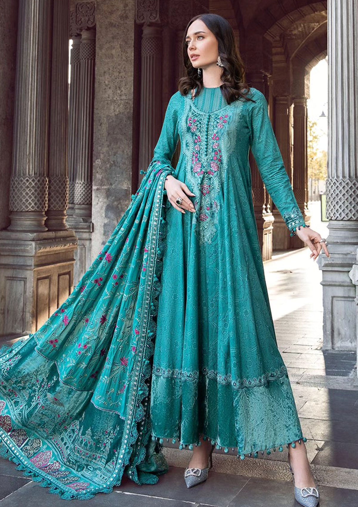 M Prints by Maria B Unstitched Twill Linen Embroidered Suits 3 Piece MB25PW D-8 B - Winter Collection main image 1