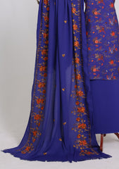 Winter - Riwaj - Printed Cotray Suit - Wool Shawl - D#02 - Blue