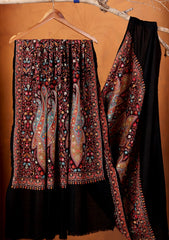 Pashmina Embroidered Jaaldar Shawl D#04 - Black