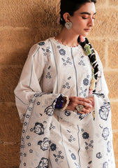 Lawn - Cross Stitch - Eid Unstitched 25 - WHITE SMOKE