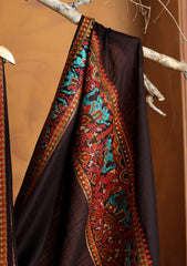 Pashmina Embroidered Border Shawl D#203 - Chocolate