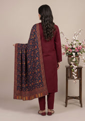 Winter - Riwaj - Pashmina Kani Jamawar 3 Pcs Suit - D#02 - Maroon