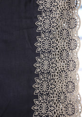Embroidered Lawn Summer Shawl D#31 - Black