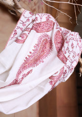 Pashmina Kashmiri Jaaldar Scarf D#36 - Off White