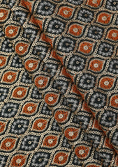 Elite Men Embroidered Sequence Raw Silk Fabric - B Green