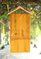 Pashmina Kashmiri Jaaldar Shawl D - 38 - Mustard