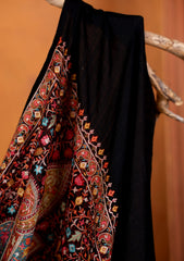 Pashmina Embroidered Jaaldar Shawl D#04 - Black