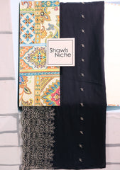 Embroidered Lawn Summer Shawl D#31 - Black