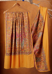 Pashmina Embroidered Jaaldar Shawl D#04 - Mustard