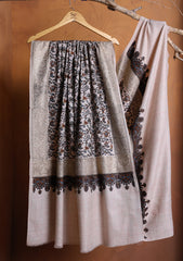 Pashmina Embroidered Jaaldar Shawl D#11 - Fawn