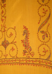 Pashmina Kashmiri Jaaldar Shawl D - 38 - Mustard