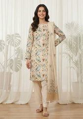 Lawn - Rubaaiyat - Digital Printed 26 - 2 By 2 - D#21 - Fawn