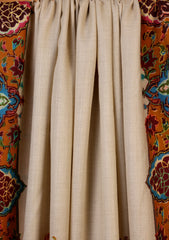 Pashmina Qalamkari Needle Work Shawl D#04 - Mustard