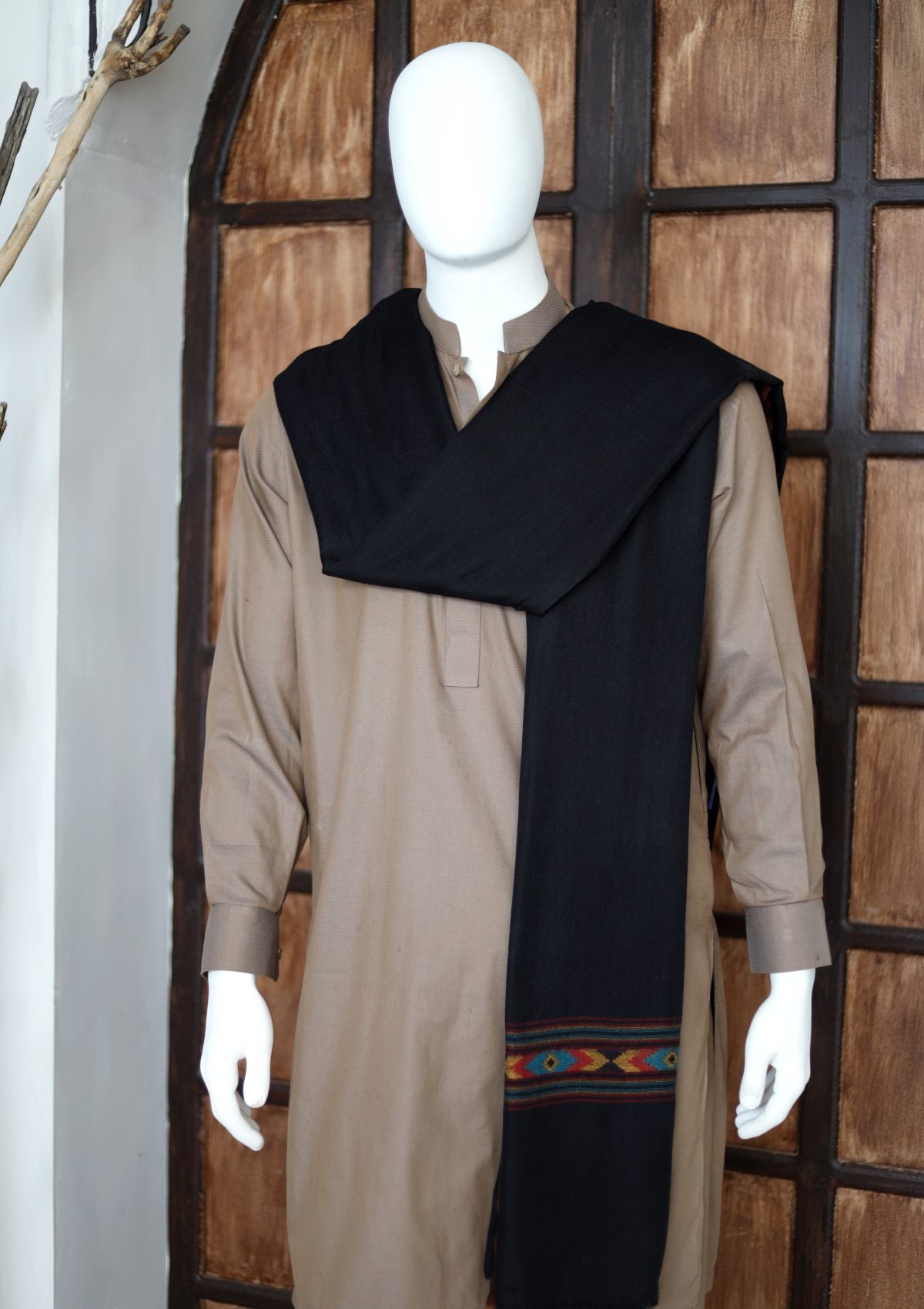 Men Shawls - Wool Shawls - D#235 - Black