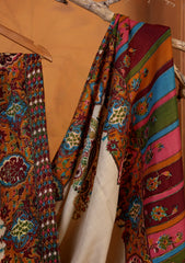 Pashmina Qalamkari Needle Work Shawl D#04 - Mustard