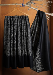Pashmina Embroidered Jaaldar Shawl D#35 - Black