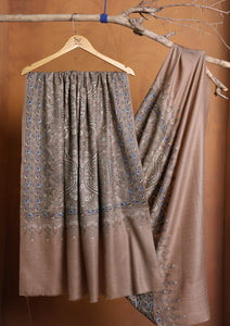 Pashmina Embroidered Jaaldar Shawl D#15 - L Brown