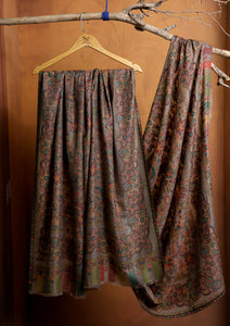 Pashmina Jamawar Shawl D#12 - Brown