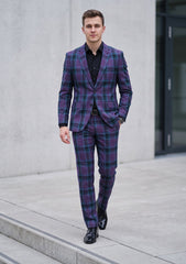 Holland & Sherry Selvage Check Wool Fabric - P Green