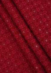 Elite Men Embroidered Sequence Viscose Fabric - Maroon