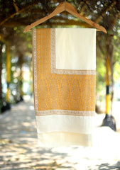 Pashmina Kaani Zari Shawl D - 25 - Off White