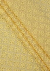 Elite Men Embroidered Selvage Cotton Fabric - L Yellow