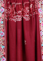 Pashmina Ari Work Border Shawl D#04 - Maroon