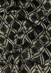 Elite Men Embroidered Sequence Raw Silk Fabric - Skin