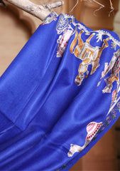 Pashmina Ari Work Jaaldar Scarf D#14 - R Blue
