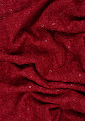 Elite Men Embroidered Sequence Viscose Fabric - Maroon
