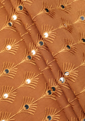 Elite Men Embroidered Sequence Selvage Raw Silk Fabric - L Mustard