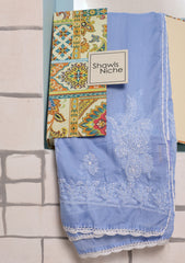 Lawn Chikankari Summer Shawl D#29 - Blue