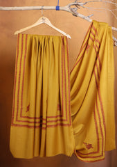 Pashmina Kashmiri Border Shawl D#185 - Mustard