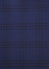 Holland & Sherry Selvage Check Wool Fabric - N Blue