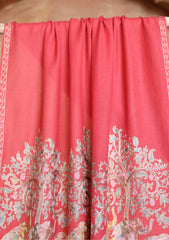 Pashmina Ari Work Jaaldar Scarf D#15 - Carrot