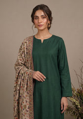 Winter - Riwaj - Pashmina Kani Jamawar 3 Pcs Suit - D#02 - Green